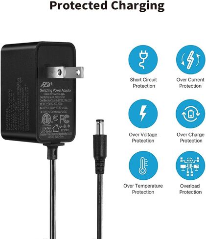 Tonton 12V 1A 10ft AC/DC Long Power Supply Adapter Cord 12W Wall Charger AC 100V-240V to DC 12 Volt with 8 Tips for LED Strip Light, CCTV Camera, BT Speaker, GPS, Webcam, Router, UL/CE/FCC Certified in Saudi Arabia