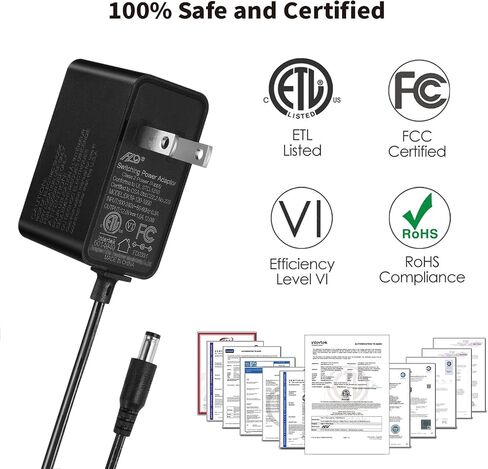 Tonton 12V 1A 10ft AC/DC Long Power Supply Adapter Cord 12W Wall Charger AC 100V-240V to DC 12 Volt with 8 Tips for LED Strip Light, CCTV Camera, BT Speaker, GPS, Webcam, Router, UL/CE/FCC Certified in Saudi Arabia