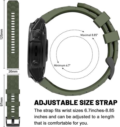 Compatible with Garmin Fenix 7X Band 26mm Width Soft Watch Straps Sport Bands Replacement for Fenix 7X/Fenix 6X/Fenix 6X Pro/Fenix 5X/Fenix 5X Plus/Fenix 3/Fenix 3 HR Smartwatches in Saudi Arabia