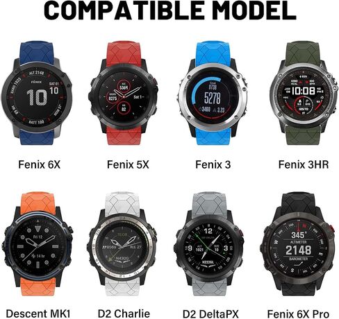 Compatible with Garmin Fenix 7X Band 26mm Width Soft Watch Straps Sport Bands Replacement for Fenix 7X/Fenix 6X/Fenix 6X Pro/Fenix 5X/Fenix 5X Plus/Fenix 3/Fenix 3 HR Smartwatches in Saudi Arabia