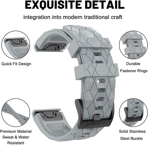 Compatible with Garmin Fenix 7X Band 26mm Width Soft Watch Straps Sport Bands Replacement for Fenix 7X/Fenix 6X/Fenix 6X Pro/Fenix 5X/Fenix 5X Plus/Fenix 3/Fenix 3 HR Smartwatches in Kuwait