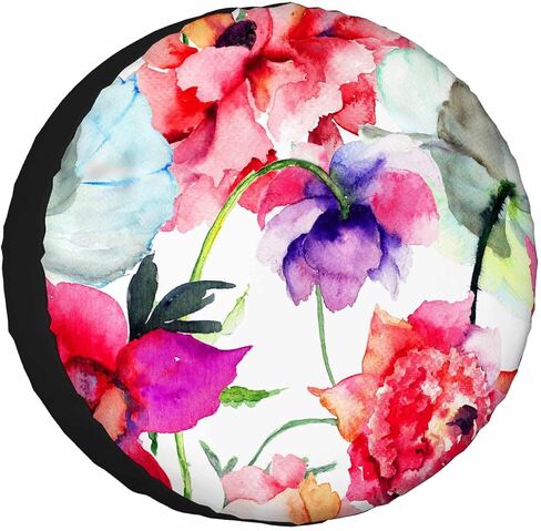 Vanilla Wildflowers Spare Tire Cover 15 inch Wheel Colorful Plants Protectors Weatherproof Universal for Trailer Tire Cover Rv SUV Truck Camper Travel Trailer in Saudi Arabia