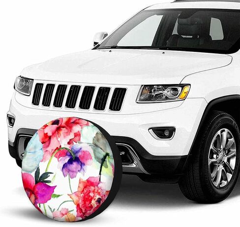 Vanilla Wildflowers Spare Tire Cover 15 inch Wheel Colorful Plants Protectors Weatherproof Universal for Trailer Tire Cover Rv SUV Truck Camper Travel Trailer in Saudi Arabia