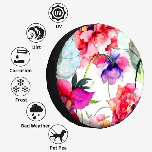 Vanilla Wildflowers Spare Tire Cover 15 inch Wheel Colorful Plants Protectors Weatherproof Universal for Trailer Tire Cover Rv SUV Truck Camper Travel Trailer in Saudi Arabia