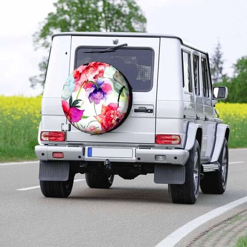 Vanilla Wildflowers Spare Tire Cover 15 inch Wheel Colorful Plants Protectors Weatherproof Universal for Trailer Tire Cover Rv SUV Truck Camper Travel Trailer in Saudi Arabia