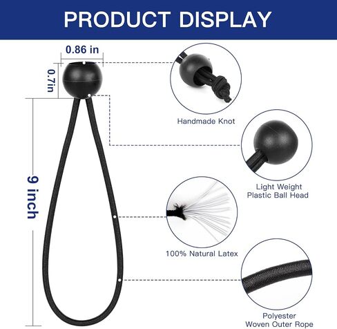 Tarp Ball Bungee Cords 6 Inch,100 PCS Bungee Balls Ties Heavy Duty Canopy Tarp Tie Down Ball for Camping,Shelter,Cargo,Tent Poles with UV Resistant in Kuwait