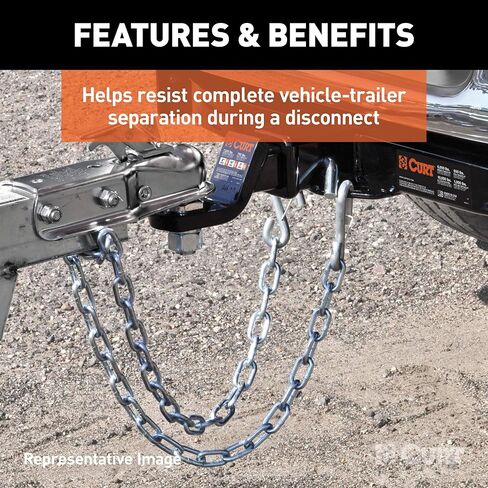 CURT 80031 48-Inch Trailer Safety Chain with 7/16-In S-Hooks, 5,000 lbs Break Strength in Saudi Arabia