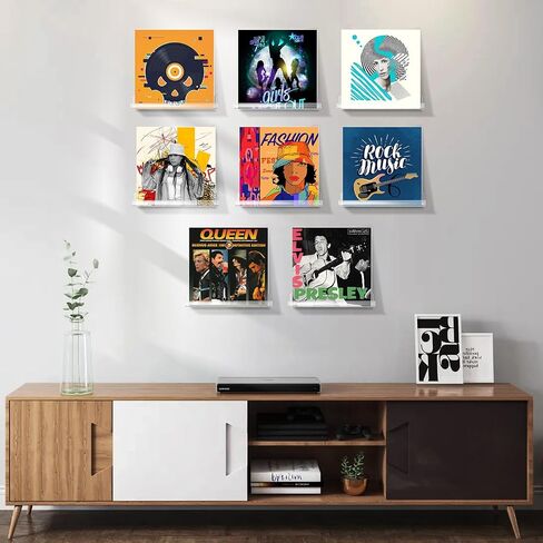 8 حزمة رفوف مسجل فينيل 12 بوصة واضح الفينيل حامل أقراص تخزين جدار جبل عرض الاكريليك رف معلق لديكور الحائط in Saudi Arabia