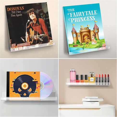 8 حزمة رفوف مسجل فينيل 12 بوصة واضح الفينيل حامل أقراص تخزين جدار جبل عرض الاكريليك رف معلق لديكور الحائط in Saudi Arabia