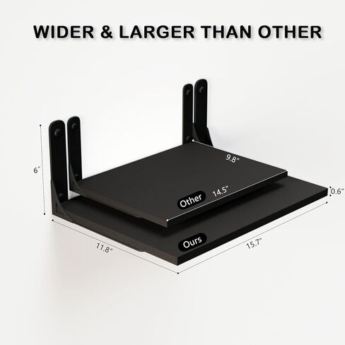 12 Inch Deep Floating Shelves for Wall, Wide and Large Wall Mounted Storage Shelves Set of 2, Wood Hanging Wall Shelves for Bedroom Living Room Office Kitchen Bathroom Laundry Room, Black in Kuwait