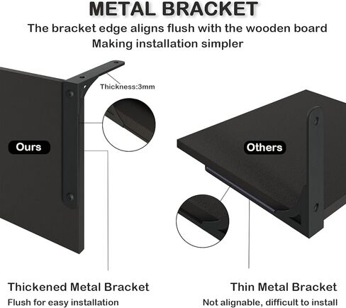 12 Inch Deep Floating Shelves for Wall, Wide and Large Wall Mounted Storage Shelves Set of 2, Wood Hanging Wall Shelves for Bedroom Living Room Office Kitchen Bathroom Laundry Room, Black in Kuwait