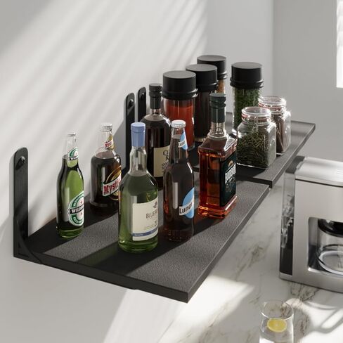 12 Inch Deep Floating Shelves for Wall, Wide and Large Wall Mounted Storage Shelves Set of 2, Wood Hanging Wall Shelves for Bedroom Living Room Office Kitchen Bathroom Laundry Room, Black in Kuwait