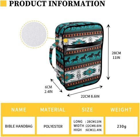 Aztec Southwest Horse Bible Covers – Durable Zipper Bible Case for Women and Girls – Bible Bag Covers for Protects Your Prayer Book in Saudi Arabia