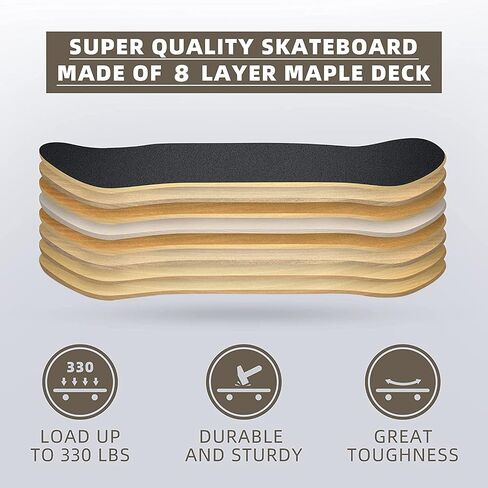 Skateboards for Beginners Teens Adults French Bulldog Happy Dog Sketch Image Printing on Any Surface 31 X 8 Complete Standard Skate Board, Outdoor Sports Maple Double Kick Concave Skateboard in Saudi Arabia