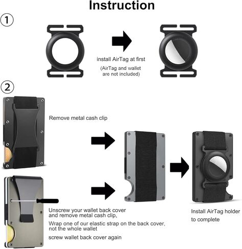for AirTag Cash Strap, Rotary Installation Without Screws Light Slim AirTag Holder for Metal Wallet, AirTag Case with Elastic Band, Aluminum Alloy AirTag Wallet Money Clip in Kuwait