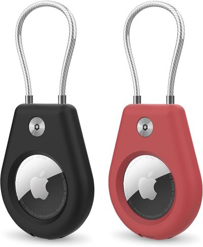 حامل بطاقات هوائية مكون من قطعتين متوافق مع Apple AirTag، حامل آمن مع كابل سلكي لحلقات المفاتيح وسلاسل المفاتيح للرجال والنساء، حافظة بطاقات هوائية لسلسلة المفاتيح وعلامة الأمتعة للمفاتيح والأمتعة والحقائب in Saudi Arabia