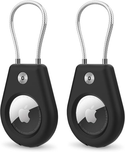 حامل بطاقات هوائية مكون من قطعتين متوافق مع Apple AirTag، حامل آمن مع كابل سلكي لحلقات المفاتيح وسلاسل المفاتيح للرجال والنساء، حافظة بطاقات هوائية لسلسلة المفاتيح وعلامة الأمتعة للمفاتيح والأمتعة والحقائب in Saudi Arabia