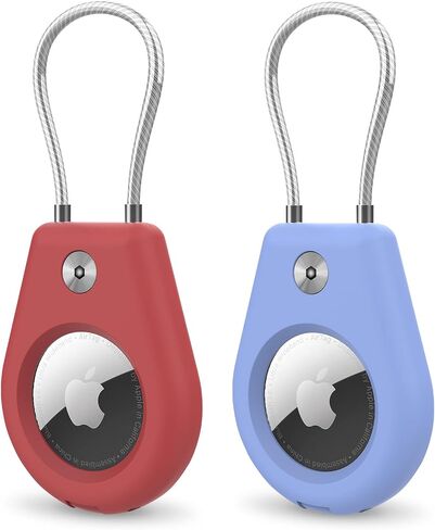 حامل بطاقات هوائية مكون من قطعتين متوافق مع Apple AirTag، حامل آمن مع كابل سلكي لحلقات المفاتيح وسلاسل المفاتيح للرجال والنساء، حافظة بطاقات هوائية لسلسلة المفاتيح وعلامة الأمتعة للمفاتيح والأمتعة والحقائب in Saudi Arabia