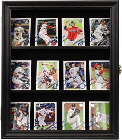 Baseball Card Display Case - 8 Graded Sports Card Display Frame - Holds Sport Cards with UV Protection Clear View Lockable Wall Cabinet for Football Basketball Hockey Trading Card Small Black in Saudi Arabia