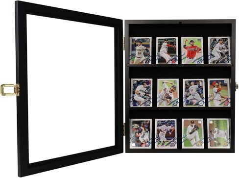 Baseball Card Display Case - 8 Graded Sports Card Display Frame - Holds Sport Cards with UV Protection Clear View Lockable Wall Cabinet for Football Basketball Hockey Trading Card Small Black in Saudi Arabia