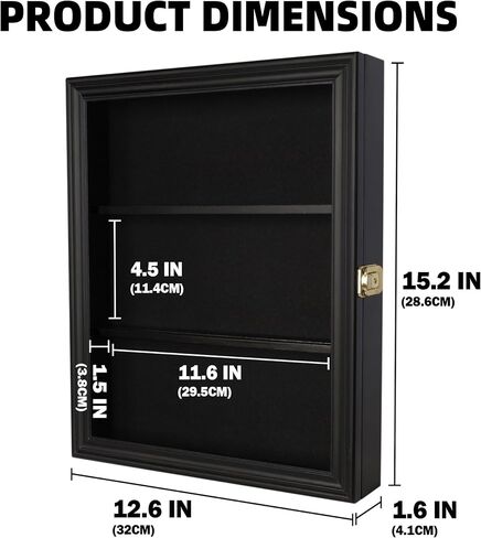 Baseball Card Display Case - 8 Graded Sports Card Display Frame - Holds Sport Cards with UV Protection Clear View Lockable Wall Cabinet for Football Basketball Hockey Trading Card Small Black in Saudi Arabia