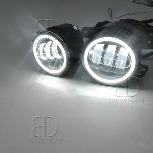 مصابيح ضباب LED 4 بوصة 42 وات 2 قطعة مصباح ضوء الضباب للقيادة مع حلقة هالة بيضاء عيون الملاك DRL لـ Jp Wrangler JK Dodge Chrysler Cherokee (4D Jp Fog Light) in Saudi Arabia