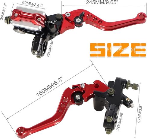 Universal 7/8" Handlebar Motorcycle Brake Clutch Lever with Master Cylinder Reservoir Compatible with Harley Honda Kawasaki Suzuki Yamaha（Black） in Kuwait