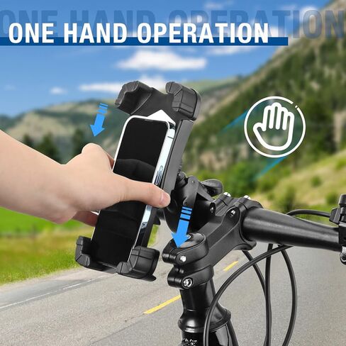 حامل هاتف للدراجة A1، حامل هاتف للدراجة النارية - مشبك للهاتف الخلوي بمقود الدراجة، مشبك هاتف سكوتر لهواتف iPhone 14 Plus Pro Max و13 Pro Max وGalaxy S22 وS21 والهواتف الذكية مقاس 4.7-6.8 بوصة in Kuwait