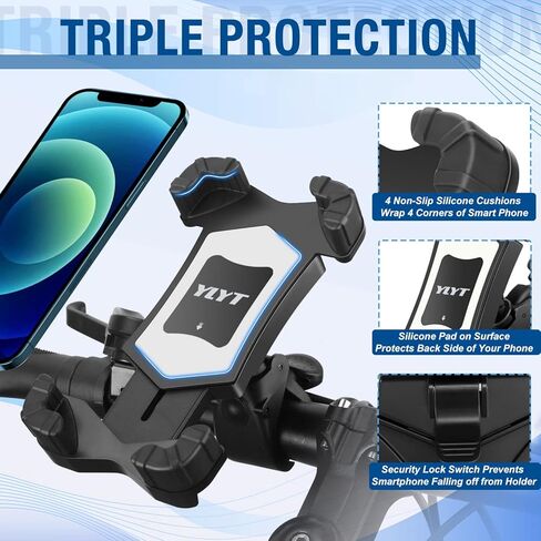 حامل هاتف للدراجة A1، حامل هاتف للدراجة النارية - مشبك للهاتف الخلوي بمقود الدراجة، مشبك هاتف سكوتر لهواتف iPhone 14 Plus Pro Max و13 Pro Max وGalaxy S22 وS21 والهواتف الذكية مقاس 4.7-6.8 بوصة in Kuwait