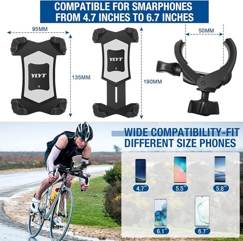 حامل هاتف للدراجة A1، حامل هاتف للدراجة النارية - مشبك للهاتف الخلوي بمقود الدراجة، مشبك هاتف سكوتر لهواتف iPhone 14 Plus Pro Max و13 Pro Max وGalaxy S22 وS21 والهواتف الذكية مقاس 4.7-6.8 بوصة in Kuwait