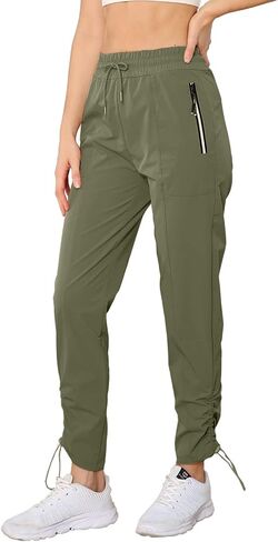 سروال YUNDAI النسائي المقاوم للماء خفيف الوزن وسريع الجفاف للمشي لمسافات طويلة، سروال رياضي كاجوال للتمرين في الهواء الطلق in Kuwait