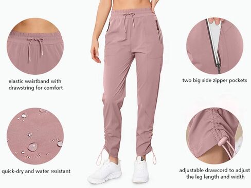 سروال YUNDAI النسائي المقاوم للماء خفيف الوزن وسريع الجفاف للمشي لمسافات طويلة، سروال رياضي كاجوال للتمرين في الهواء الطلق in Kuwait