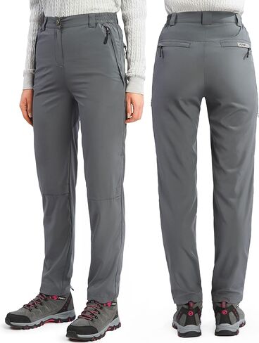 بنطال Foxelli للسيدات للمشي لمسافات طويلة - بنطال كارجو خفيف الوزن وسريع الجفاف قابل للتحويل للنساء مع جيوب بسحاب، مقاوم للماء in Kuwait