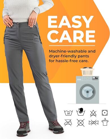 بنطال Foxelli للسيدات للمشي لمسافات طويلة - بنطال كارجو خفيف الوزن وسريع الجفاف قابل للتحويل للنساء مع جيوب بسحاب، مقاوم للماء in Kuwait