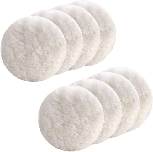 Auniwaig 8PCS Wool Polishing Pad,5-Inch Soft Sheepskin Buffing Pads with Hook and Loop Back Wool Cutting Pad for Furniture, Glass,Auto Orbital Polisher Buffer in Saudi Arabia