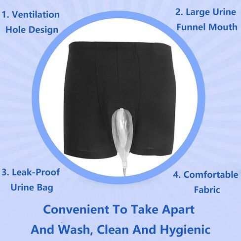 حقيبة تبول قابلة للارتداء، حقيبة بول للرجال، سراويل ناعمة قابلة للحمل لسلس البول ومضادة للتسرب، نظام مبولة مثالي للرجال (M) in Kuwait