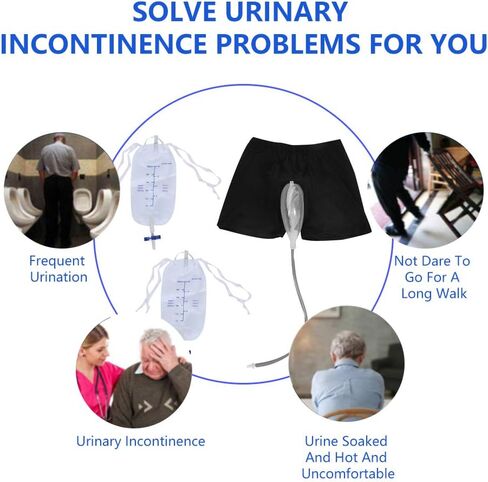 حقيبة تبول قابلة للارتداء، حقيبة بول للرجال، سراويل ناعمة قابلة للحمل لسلس البول ومضادة للتسرب، نظام مبولة مثالي للرجال (M) in Kuwait