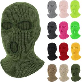 Pukavt 3 Hole Winter Crenbled Mask ، Comple Face Cover Cover Mask Warm Balaclava للتزلج على التزلج ، دراجة نارية ، جيش التزلج على الجليد الأخضر
