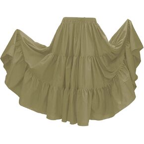 Indian Trendy 36" Long Women's Soft Cotton 10 Yard 3 Tiered Gypsy Belly Dance Skirt Swing Halloween