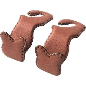 Car Hooks for Purses and Bags Cute Leather (2 pcs, Brown) Cat Shape Car Essentials for Women Interior Cute Car Accessories Cute Aesthetic Bag Hooks for Car Seat Hooks for Headrest