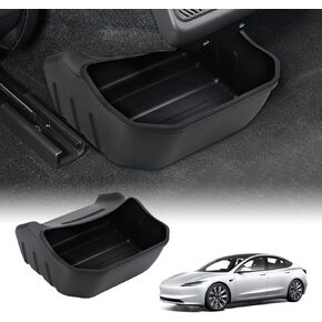 Rear Center Console Organizer for 2024 2025 Tesla Model 3 Highland Backseat Storage Box Trash Can Rear Garage Bin 2nd Row Seat Organizer for Model 3 Interior Accessories Black