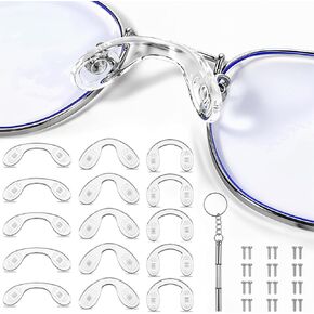 15 Pcs 3 Size Eyeglasses Nose Pads Silicone Glasses Saddle Bridge U Shaped Screw-in Nose Pads Soft Silicone Anti-Slip Replacement Nosepads for Eye Glasses Sunglass Eyewear