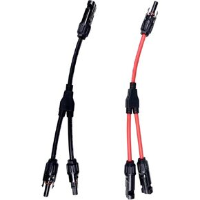 2 to 1 Solar Panel Connectors Y Branch Universal 10AWG Solar Connectors (Red & Black)