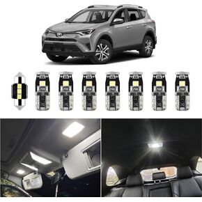 EASY EAGLE LED Interior Car Lights for Toyota-RAV4-2016-2022: 8 Piece Kit White LED Light Bulbs - Super Bright 6000K + Install Tool