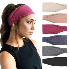 DRESHOW Yoga Sports Headbands for Women Elastic Non-Slip Headbands Workout Running Hair Bands 6 Pack