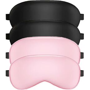 Sleep Mask, Silk Sleep Mask with Adjustable Strap, Super Soft Satin Blackout Sleeping Eye Mask for Men&Women, Comfortable Blindfold Eyeshade for Night Sleep 4 Pack (Black Pink Green Grey)