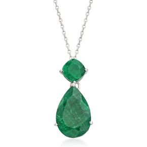 Ross-Simons 11.90 ct. t.w. Emerald Pendant Necklace in Sterling Silver