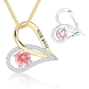 S925 Sterling Silver Two‑Tone Gold Heart Pendant Necklace | 18″+2″ Adjustable Necklace for Women with Bonus S925 Silver Two‑Tone Chain