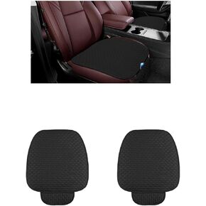Car Front Bottom Seat Covers, 2PCS Anti Slip Linen Vehicle Cushion Pad with Storage Pocket, Waterproof Automotive Frontseat Padded Protector, Universal for SUV, Sedan, Truck (Black)