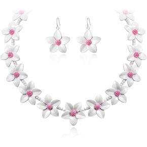 قلادة زهرة من Flyonce Prom Jewelry Daisy مع أقراط مجموعة للنساء.